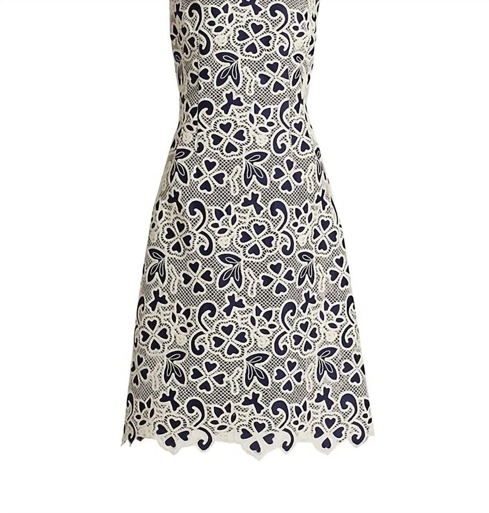 Teri Jon Lace Cocktail Dress In Ivory Navy 5