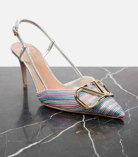 Valentino VLogo Signature 80 leather slingback pumps 5
