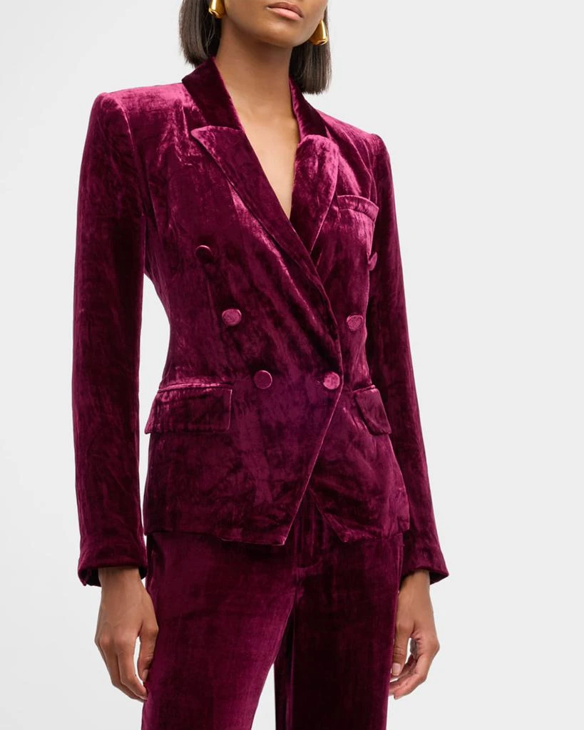 L'Agence Kenzie Double-Breasted Velvet Blazer 4