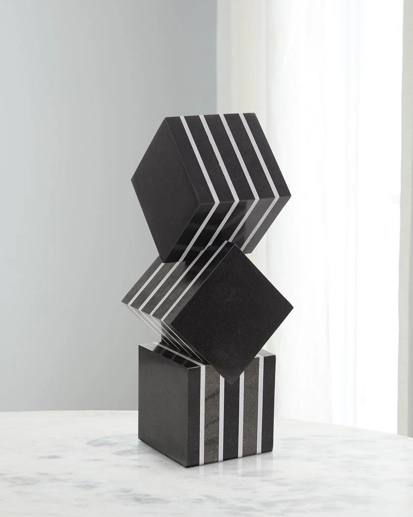 John Richard Cubed Black Marble Sculpture 1