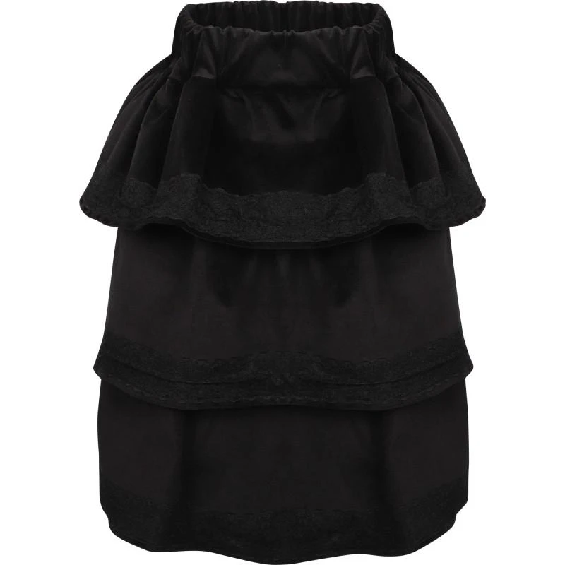 Loud Apparel Lace detailing tiered midi skirt in black 1