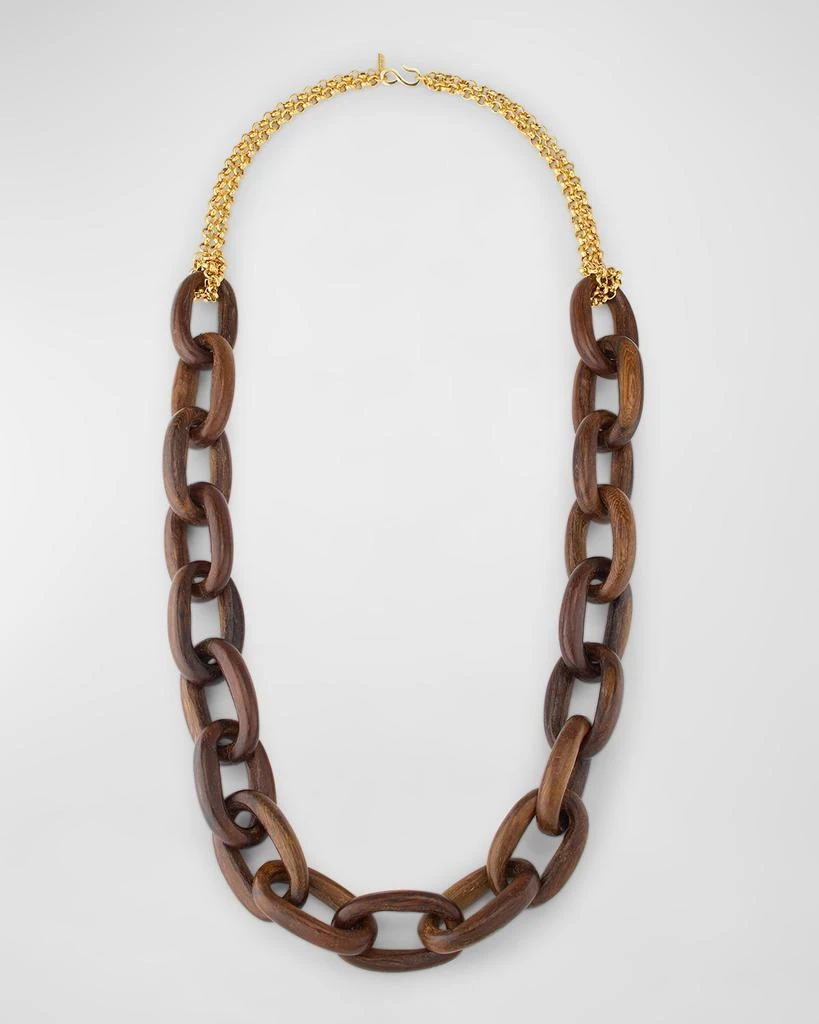 Kenneth Jay Lane Gold-Plated and Wooden Link Necklace