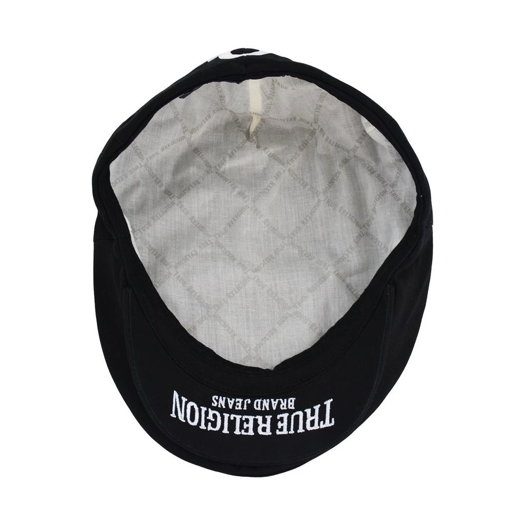 Concept One True Religion Flat Cap, Cotton Breathable Driving Newsboy Hat with Horseshoe Woven Logo, Black 4