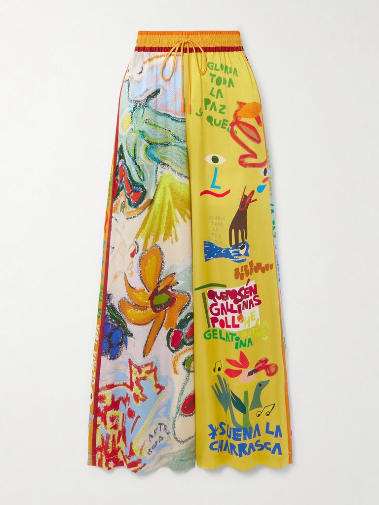 ALÉMAIS X Nadia Hernández 印花真丝双绉阔腿裤