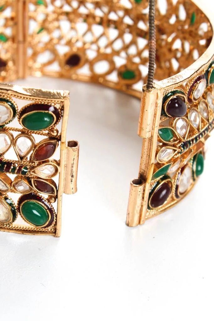 Rarities Womens Gold Tone Multicolor Glass Bangel Bracelet 4