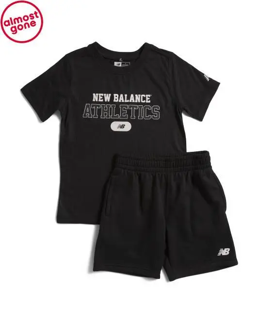 New Balance Boys 2pc Short Sleeve Tee And Active Shorts Set