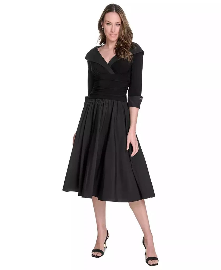 Jessica Howard Women's Mixed-Media Fit & Flare Midi Dress 1