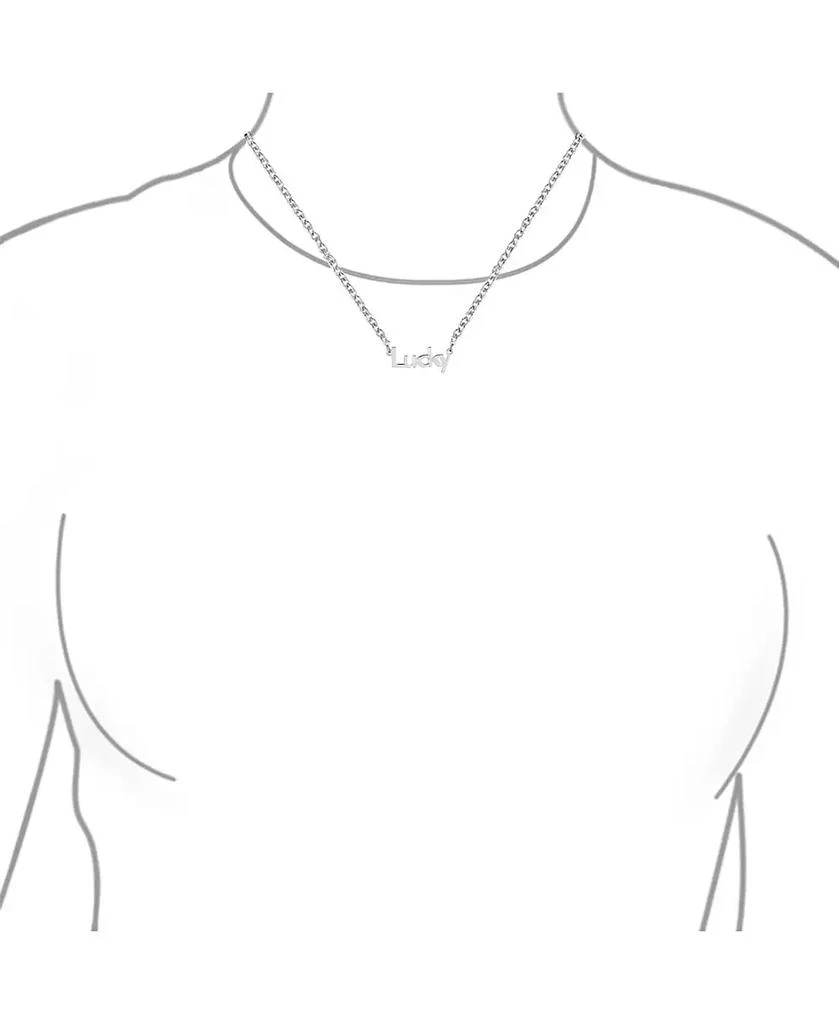 Bling Jewelry Sideways Station Necklace Dainty Block Letters Lucky Word Necklace Pendant .925 Sterling Silver 3