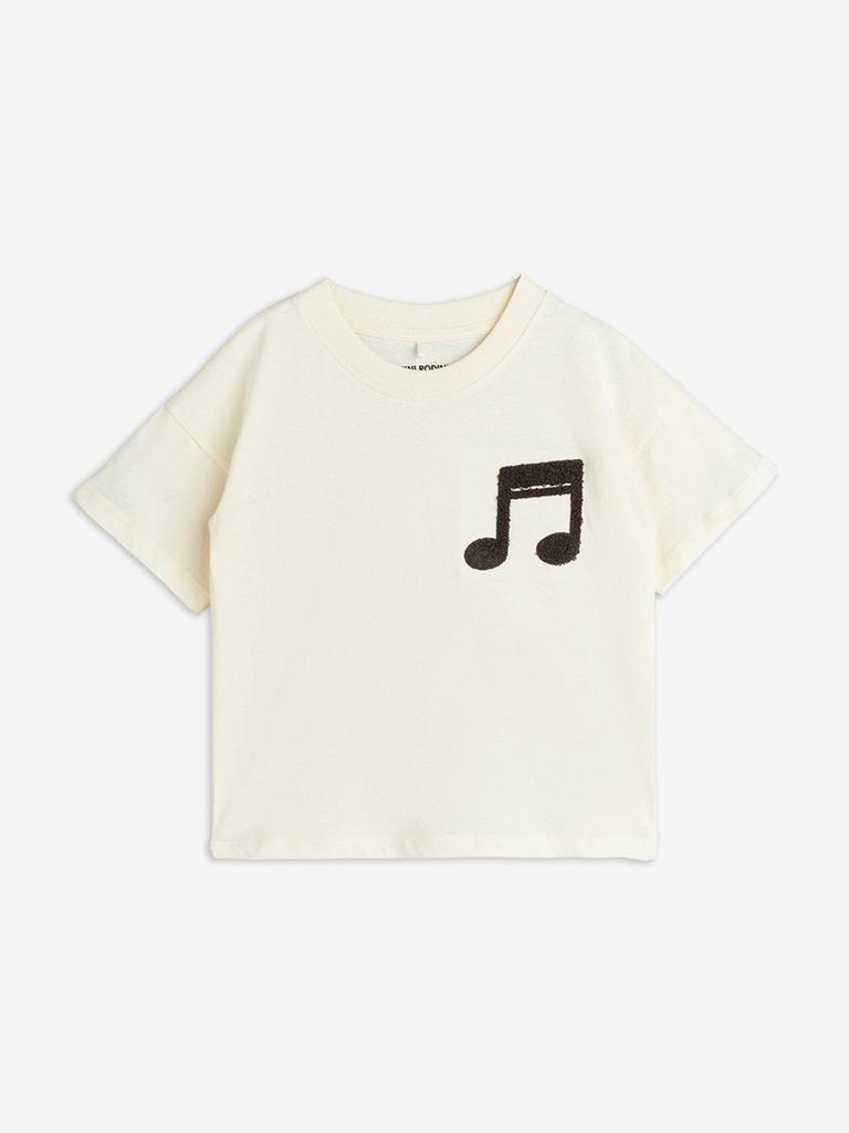 Mini Rodini Kids Note Chenille T-Shirt in Ivory