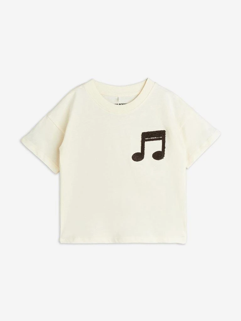 Mini Rodini Kids Note Chenille T-Shirt in Ivory 1