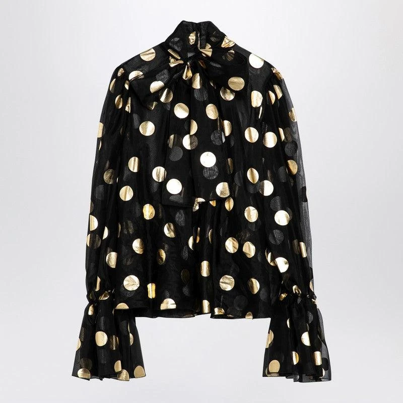 Dolce & Gabbana Dolce&Gabbana Silk Organza Lamé Polka Dot Blouse 1