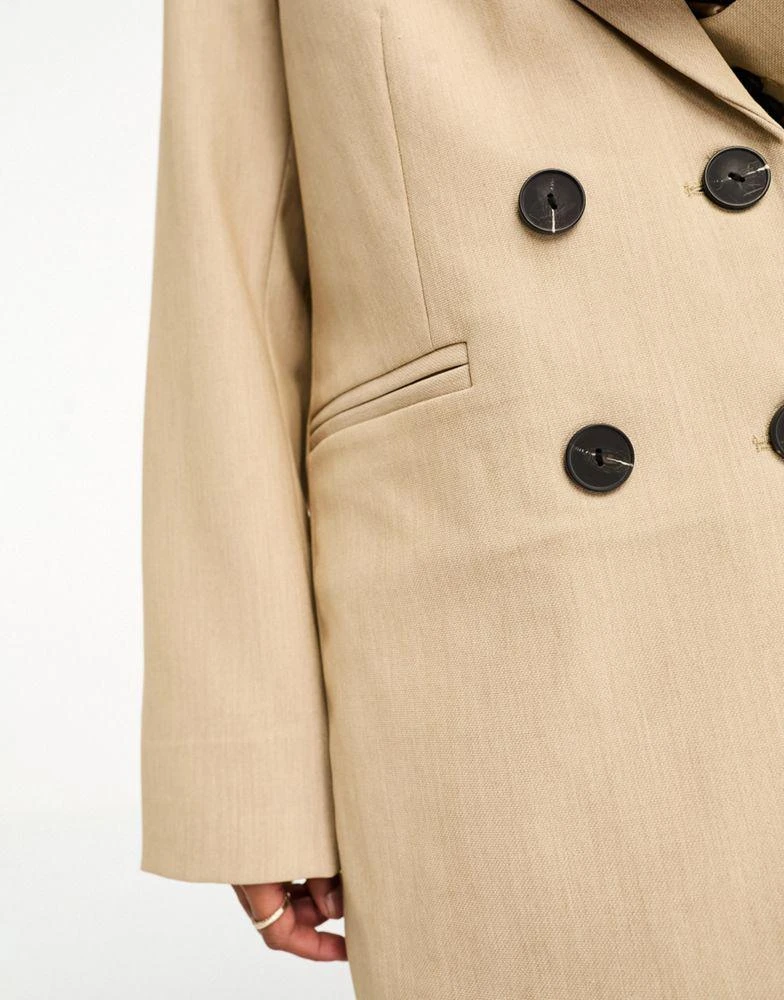 Y.A.S. YAS tailored double breasted blazer co-ord in camel - STONE 4