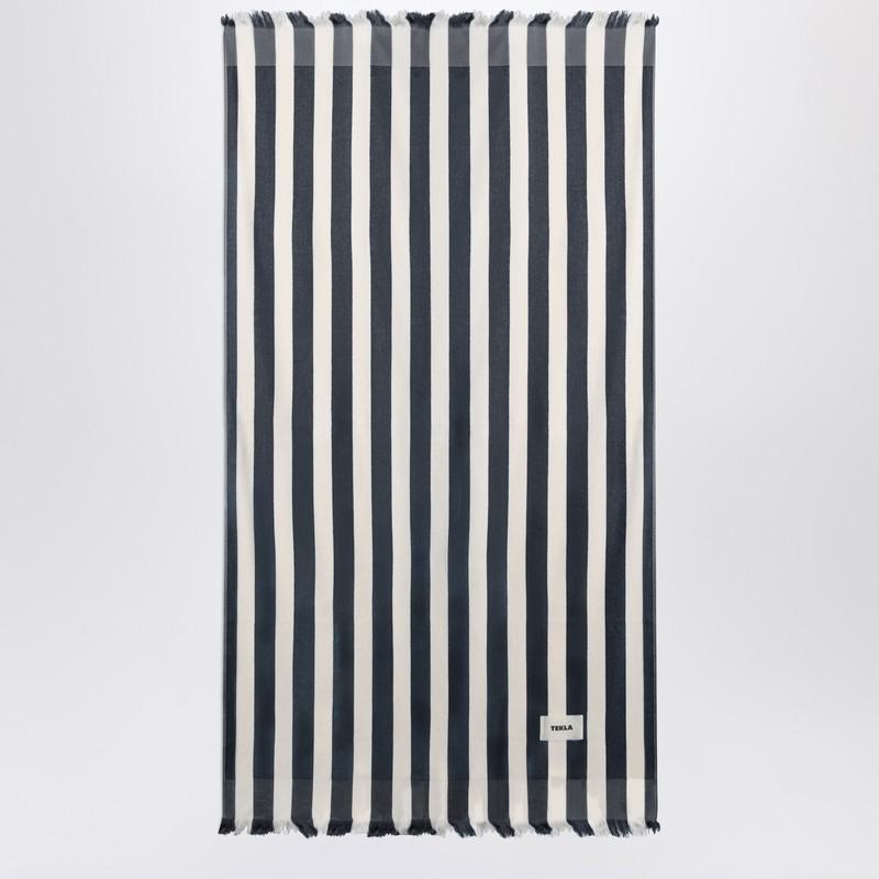 Tekla Tekla White And Blue Striped Beach Towel