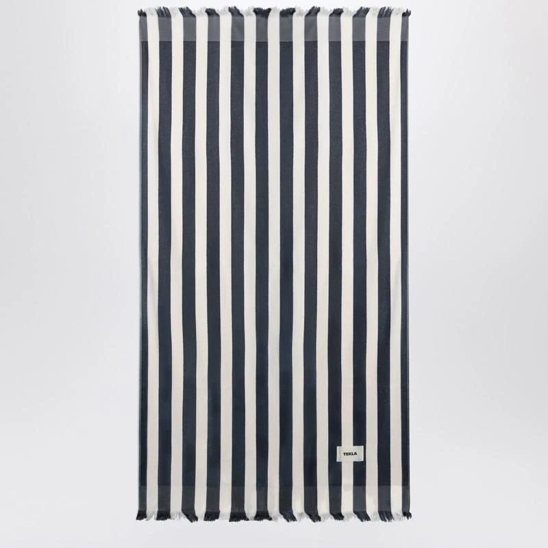 Tekla Tekla White And Blue Striped Beach Towel 1