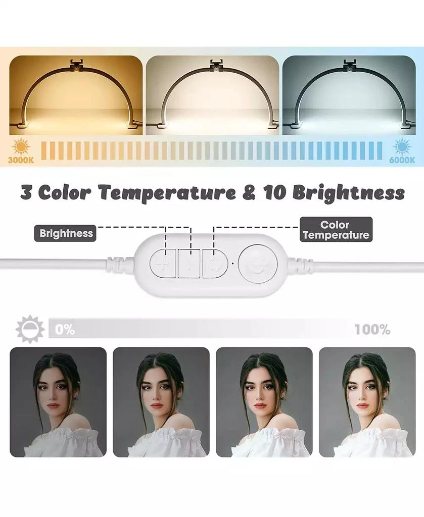 Byootique 40W Foldable Half Moon Nail Desk Lamp LED Nail Tech Light Phone Holder With Carry Bag For Manicure Beauty Salon Home Spa 6