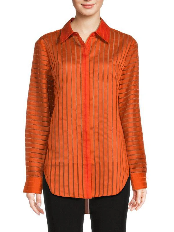 BCBG Sheer Striped Shirt 1