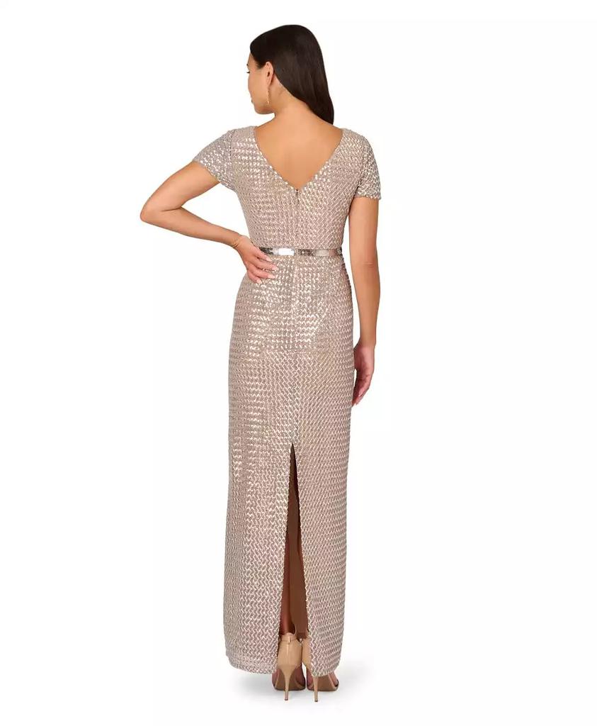 Adrianna Papell Women's Beaded Mesh Column Dress