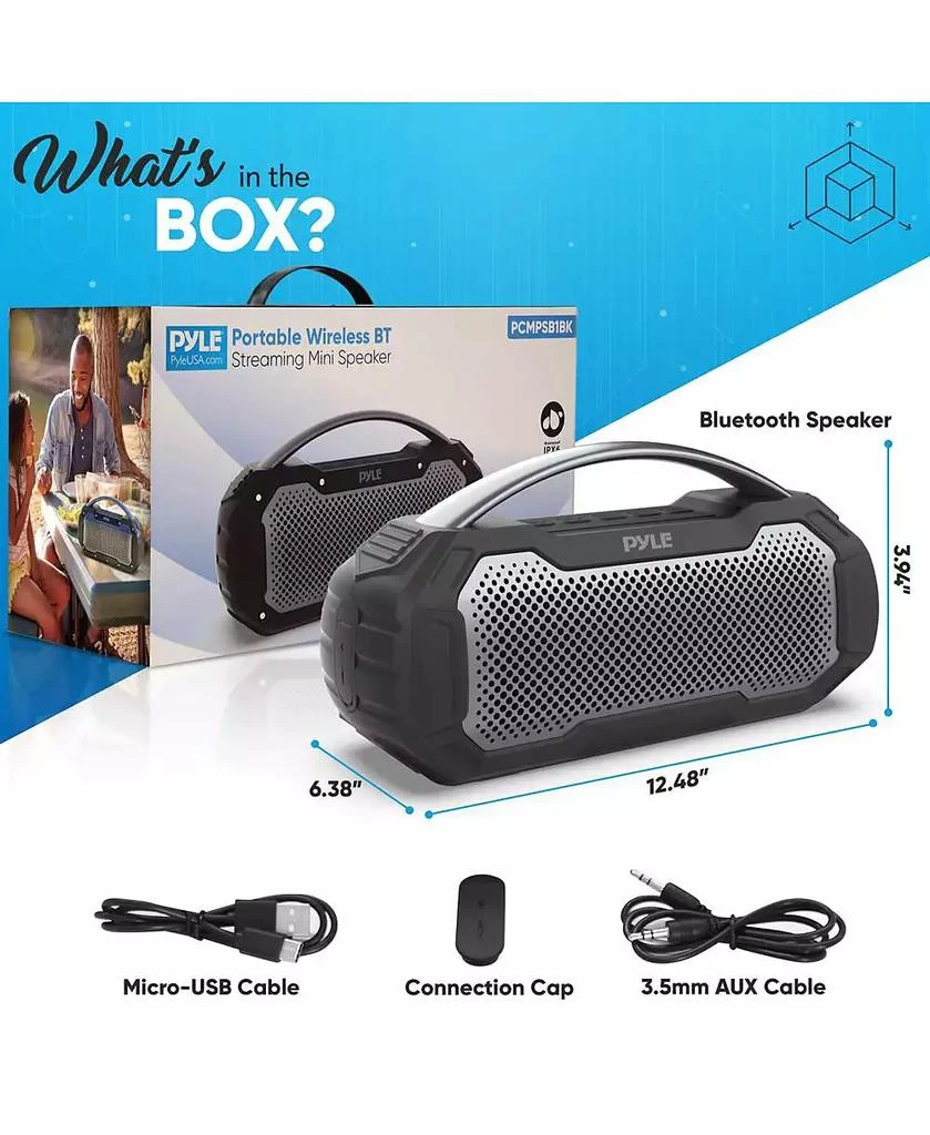 Pyle Portable Wireless Bluetooth Streaming Speaker With TWS Function 
Microphone 7