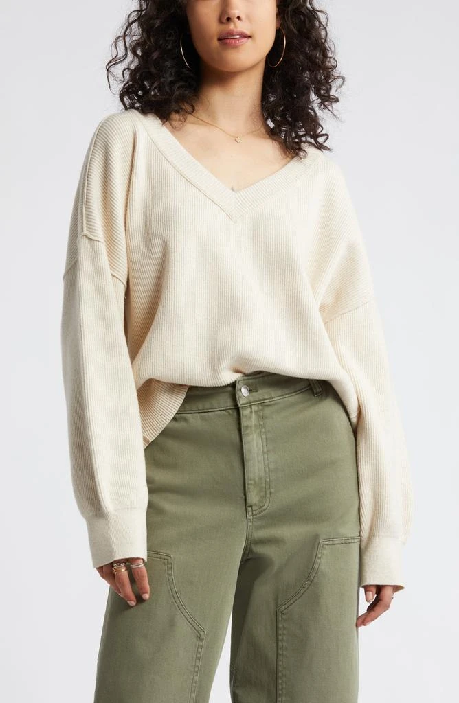 BP. Seamed Oversize V-Neck Rib Sweater 1