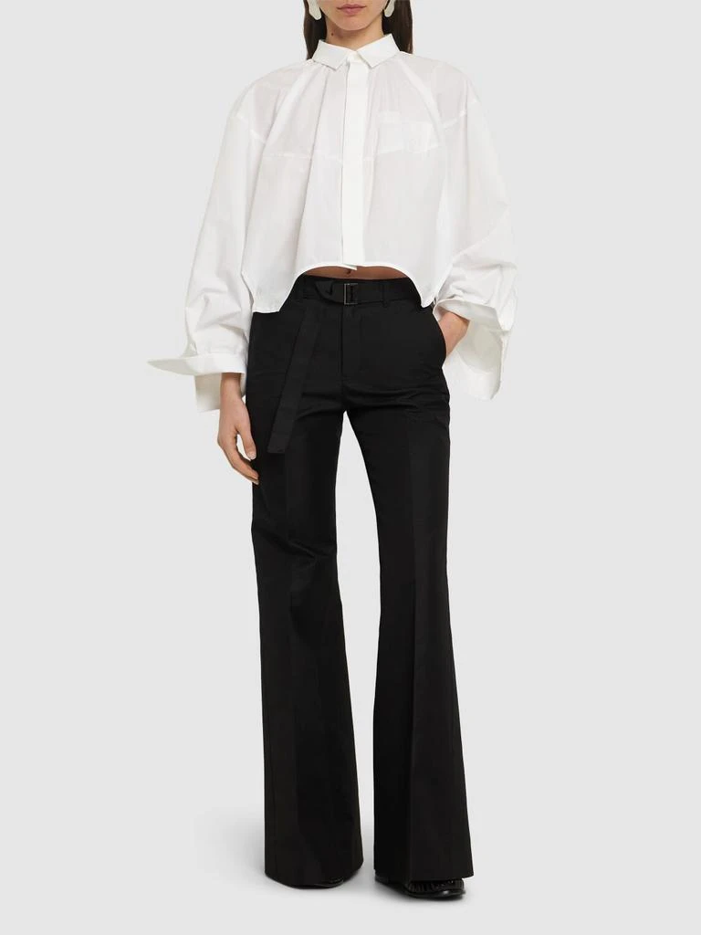 SACAI Cotton Blend Gabardine Wide Pants W/belt 1