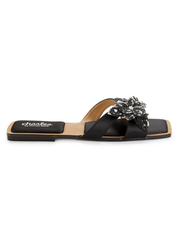 Charles David Ordly Sequin Flower Flat Sandals