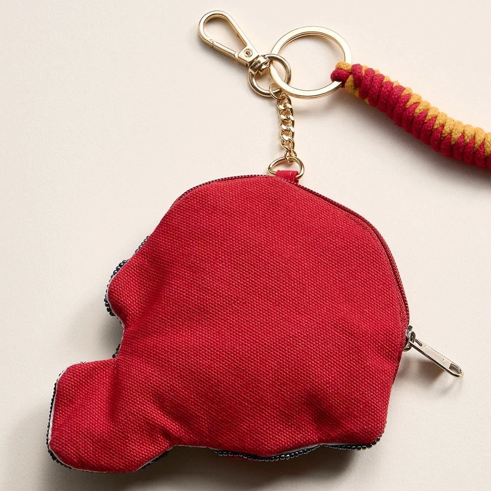 FASHNZFAB USC GAME DAY Football Helmet Sequin Seed Beaded Knot Keychain Mini Pouch Bag 3