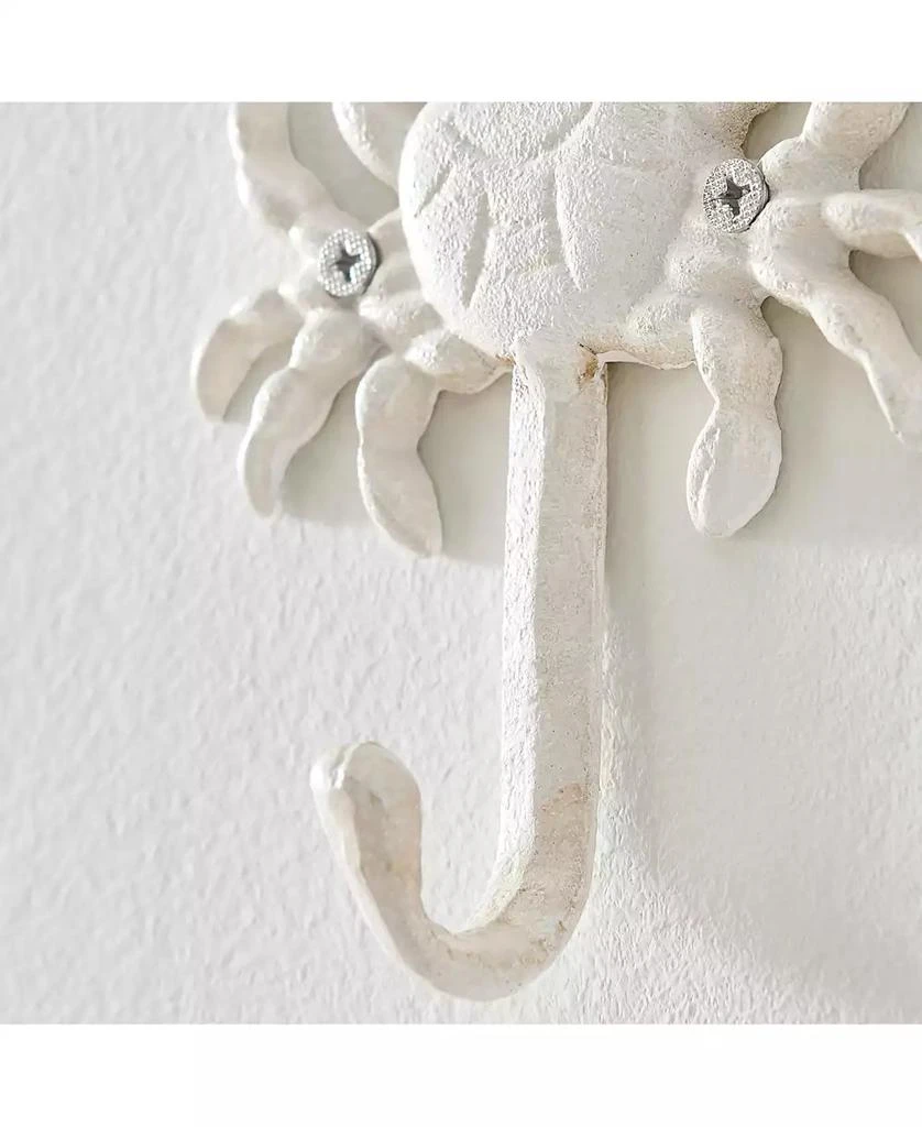 Danya B White Cast Iron Nautical Ocean Sculpture Wall Hook Set of 3 - Seashell, Crab, Seahorse 5