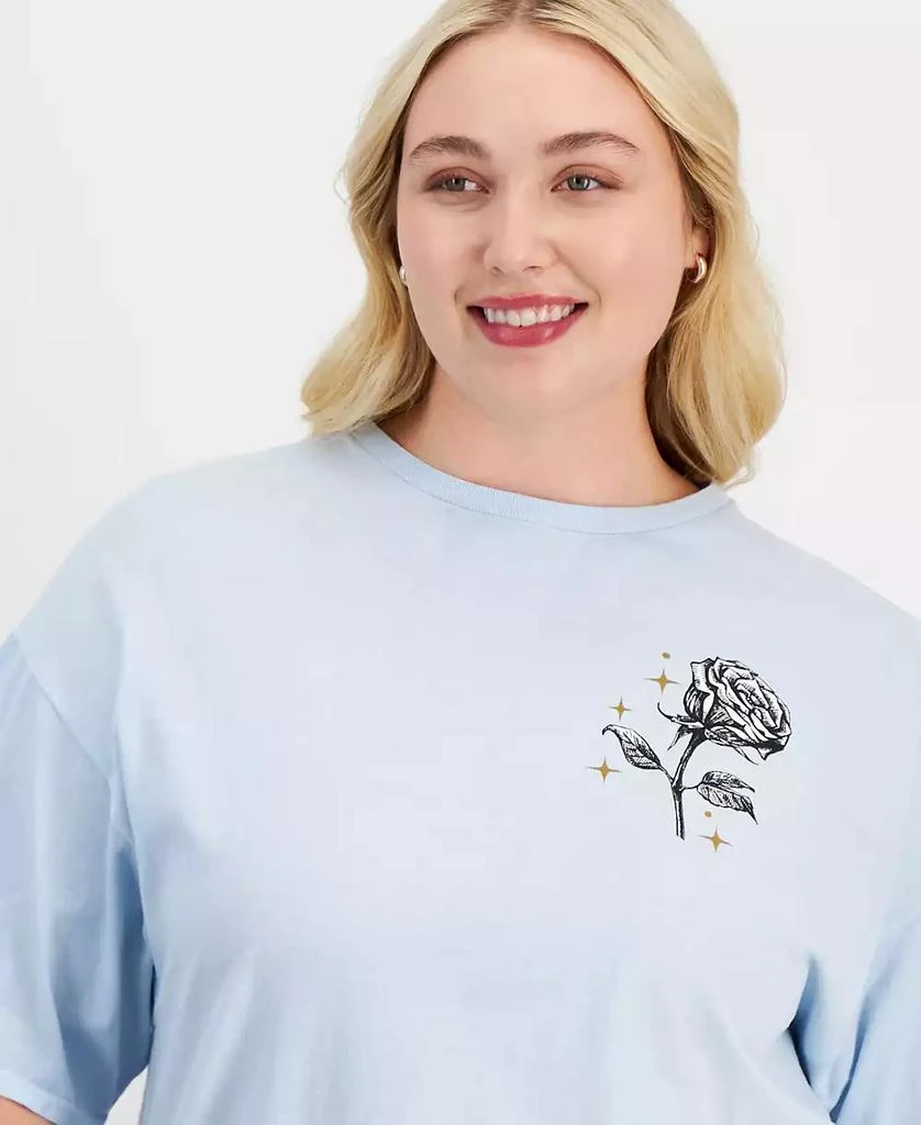 Rebellious One Trendy Plus Size Rose Graphic Cotton T-Shirt 3