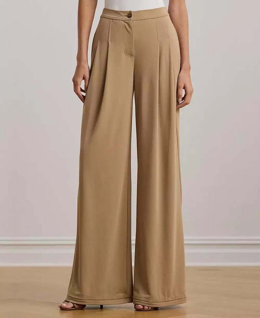 Ralph Lauren Women's Pleated Stretch Jersey Wide-Leg Pants, Regular & Petite 2