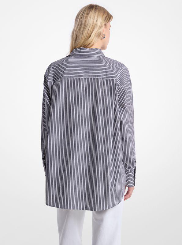 Michael Kors Oversized Striped Cotton Poplin Shirt