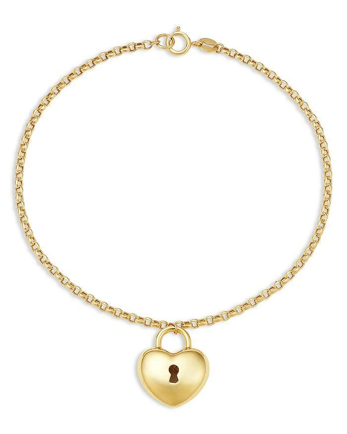 Bloomingdale
s Fine Collection Puffed Heart Lock Charm Bracelet in 14K Yellow Gold