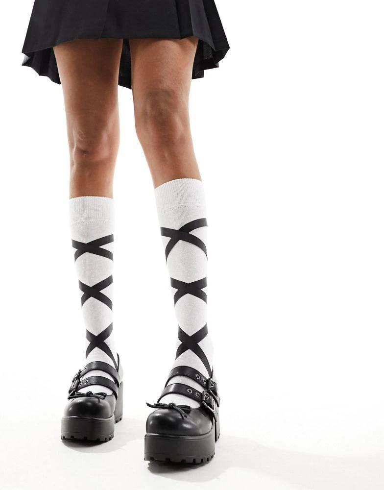 Koi Footwear Koi Myako lace up chunky ballet shoes in black 2