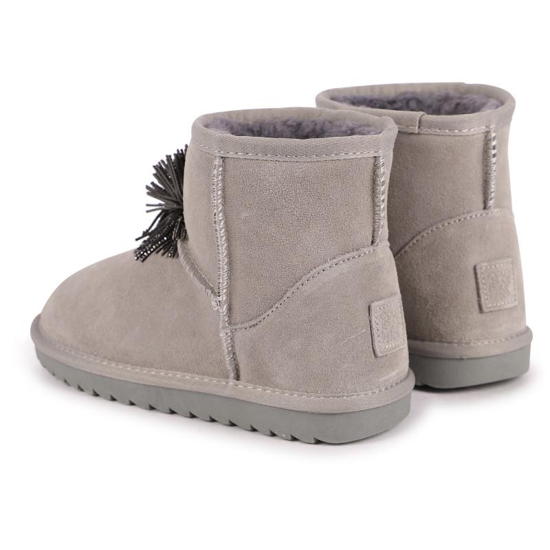 COLORS OF CALIFORNIA Shiny pom pom detailing leather boots in grey