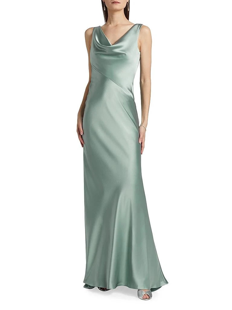 Amsale Satin Cowlneck Gown 3