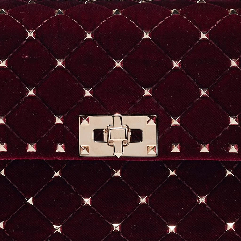 Valentino Valentino Burgundy Velvet Medium Rockstud Spike Top Handle Bag 7