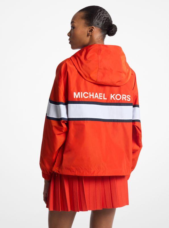Michael Kors Striped Ciré Half-Zip Jacket