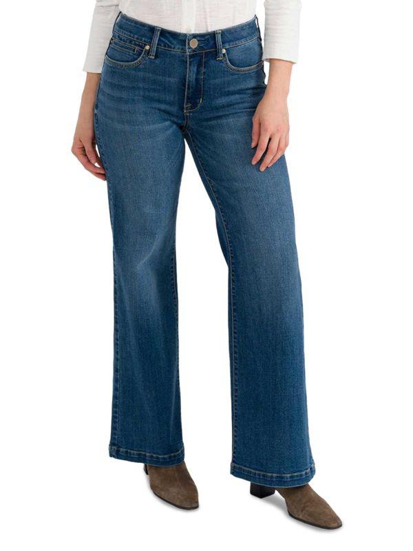 Seven7 Bella Embroidered Pocket Wide-Leg Jeans