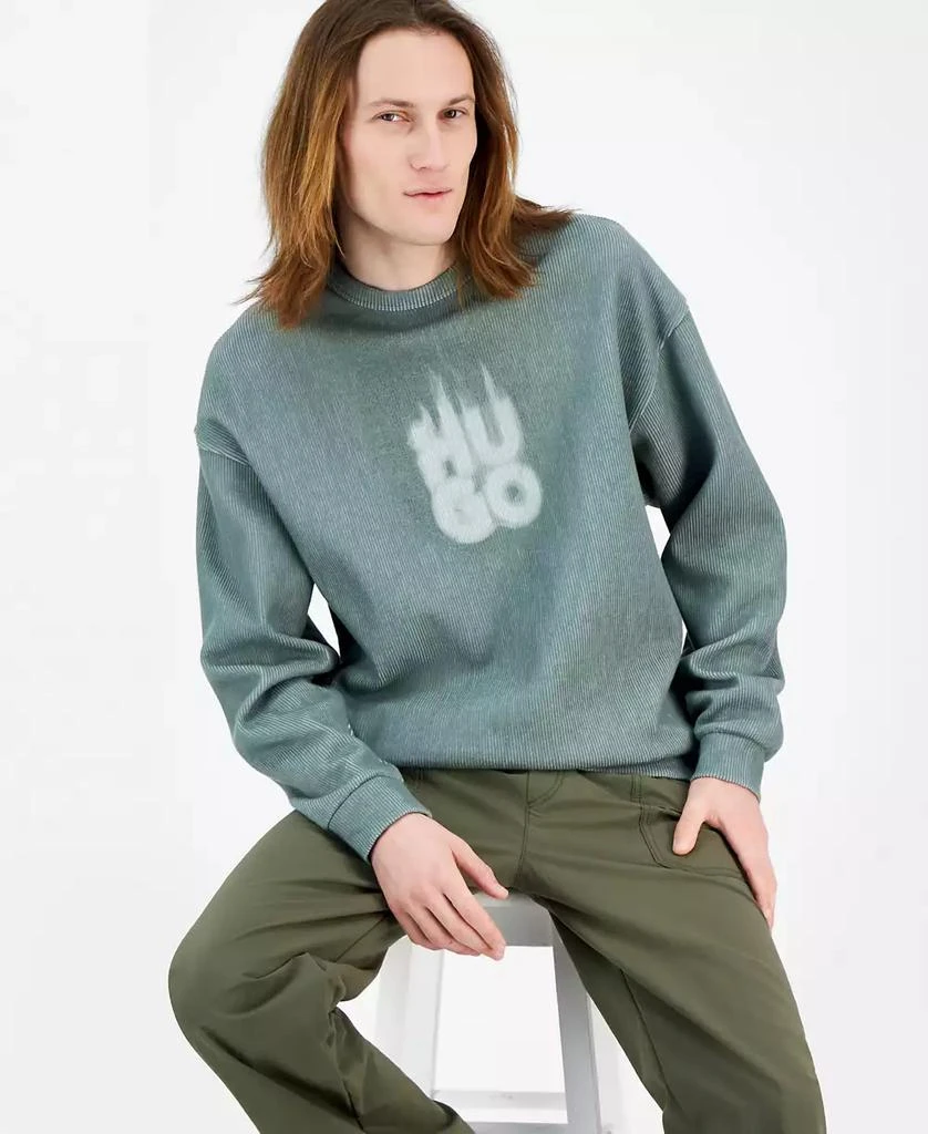 Hugo Boss Men's Dinkam Oversized Fit Long Sleeve Ribbed Logo Sweatshirt 2