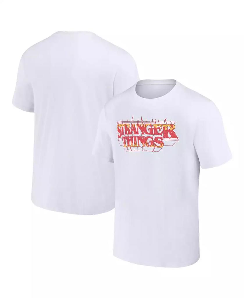 Mad Engine Men's and Women's White Stranger Things Fire Logo T-shirt