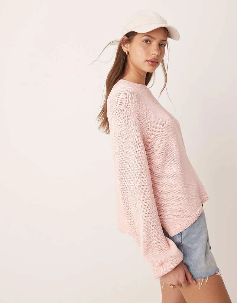 ASOS ASOS DESIGN oversized crew neck jumper in pink 2
