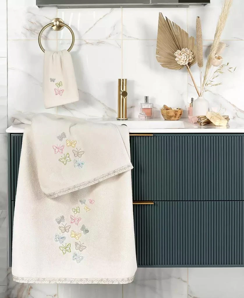Linum Home Textiles Turkish Cotton Mariposa Embellished 2-Pc. Bath Towel Set 3