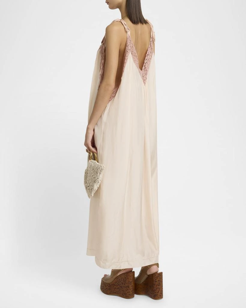 Chloé Long Lace-Trim Silk Slip Dress 3