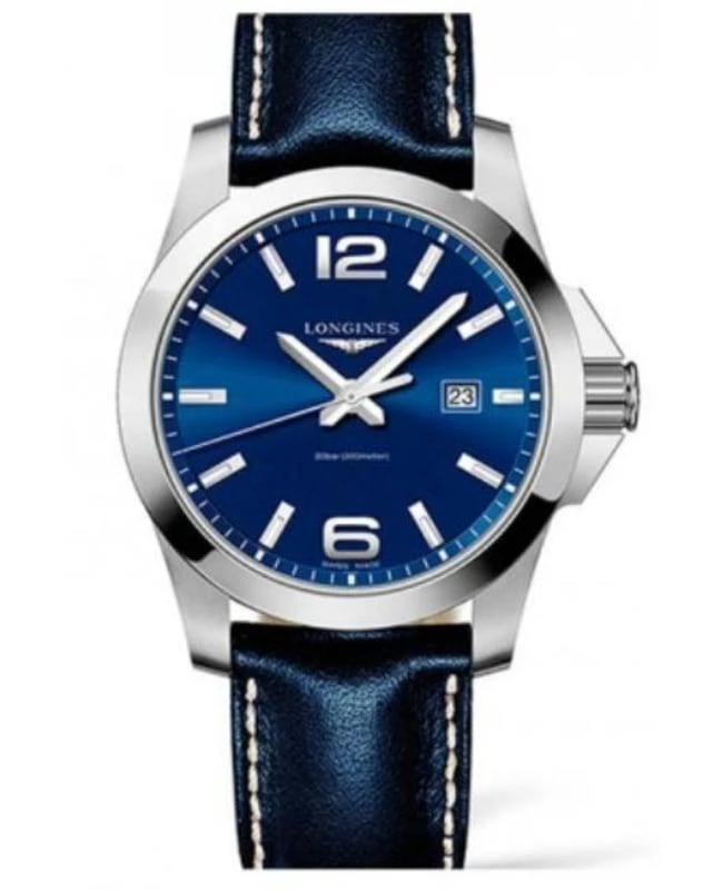 Longines Longines Conquest Quartz Blue Dial Leather Strap Men's Watch L3.760.4.96.0 1