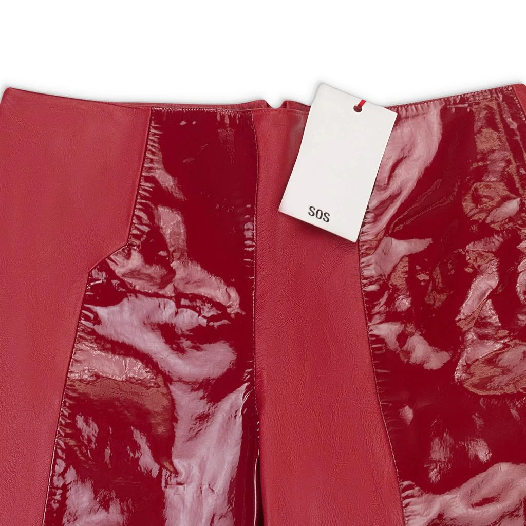 Sos Steve Smith SOS STEVE SMITH LEATHER PATCHWORK RED WOMEN'S BOOTCUT JEANS 3