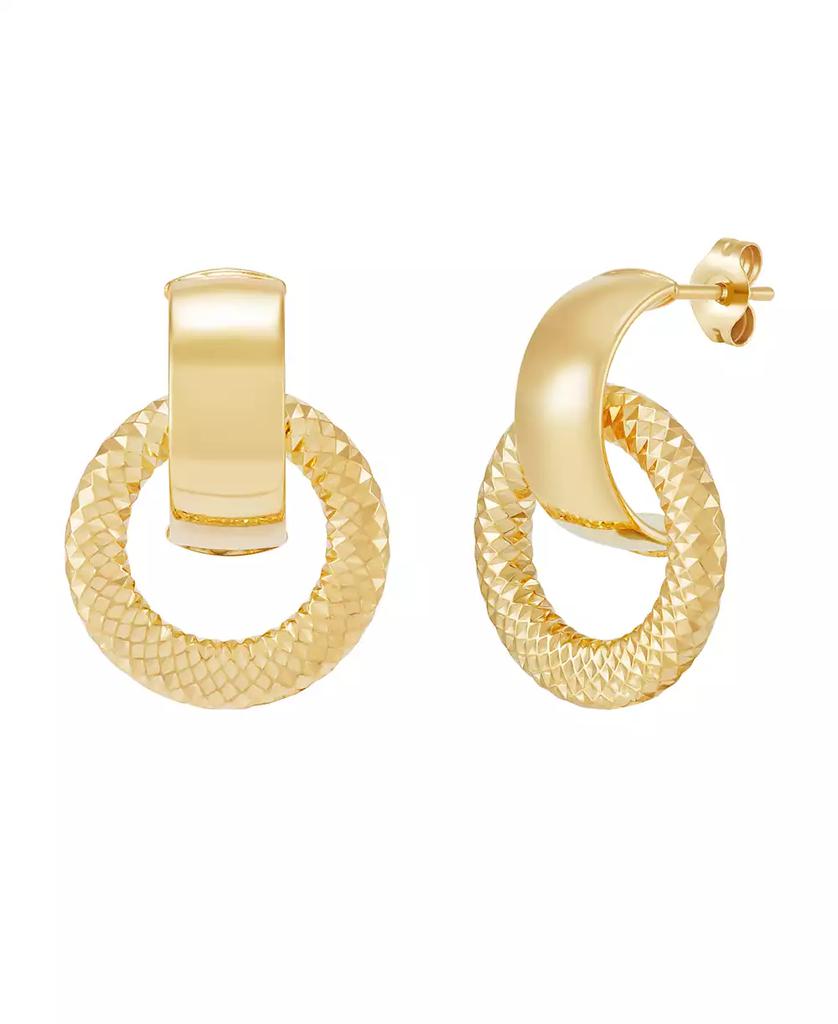 Italian Gold Polished Door Knocker Drop Earrings in 14k Yellow Gold