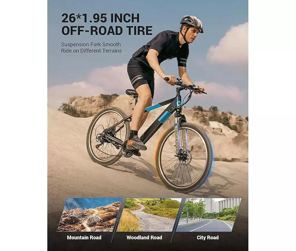 MULTIJOY Electric Bike for Adults,36V Built-in Invisible Removable Battery,350W Brushless Motor(Peak 450W) Electric Mountain Bike,26" Tires, 7-Speed 2