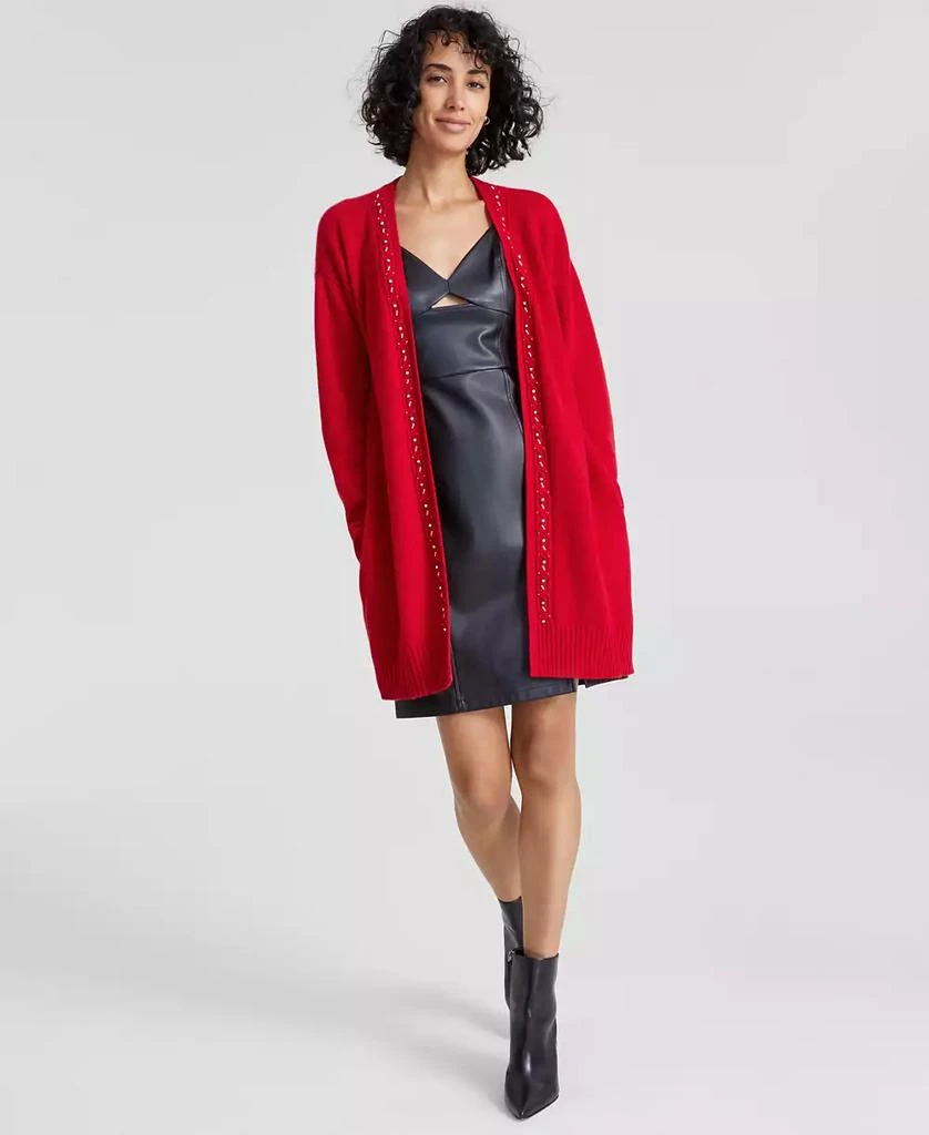 Charter Club Women's Cashmere Embellished Belted Cardigan, Created for Macy's 1