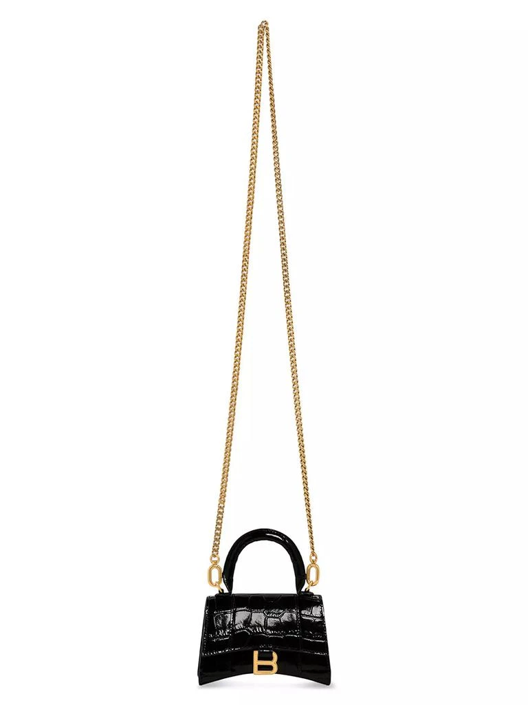 Balenciaga Hourglass Mini Handbag With Chain Crocodile Embossed 6