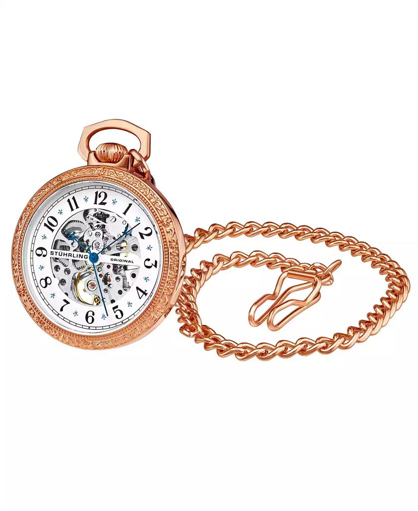 Stuhrling Women's Rose Gold Stainless Steel Chain Pocket Watch 48mm