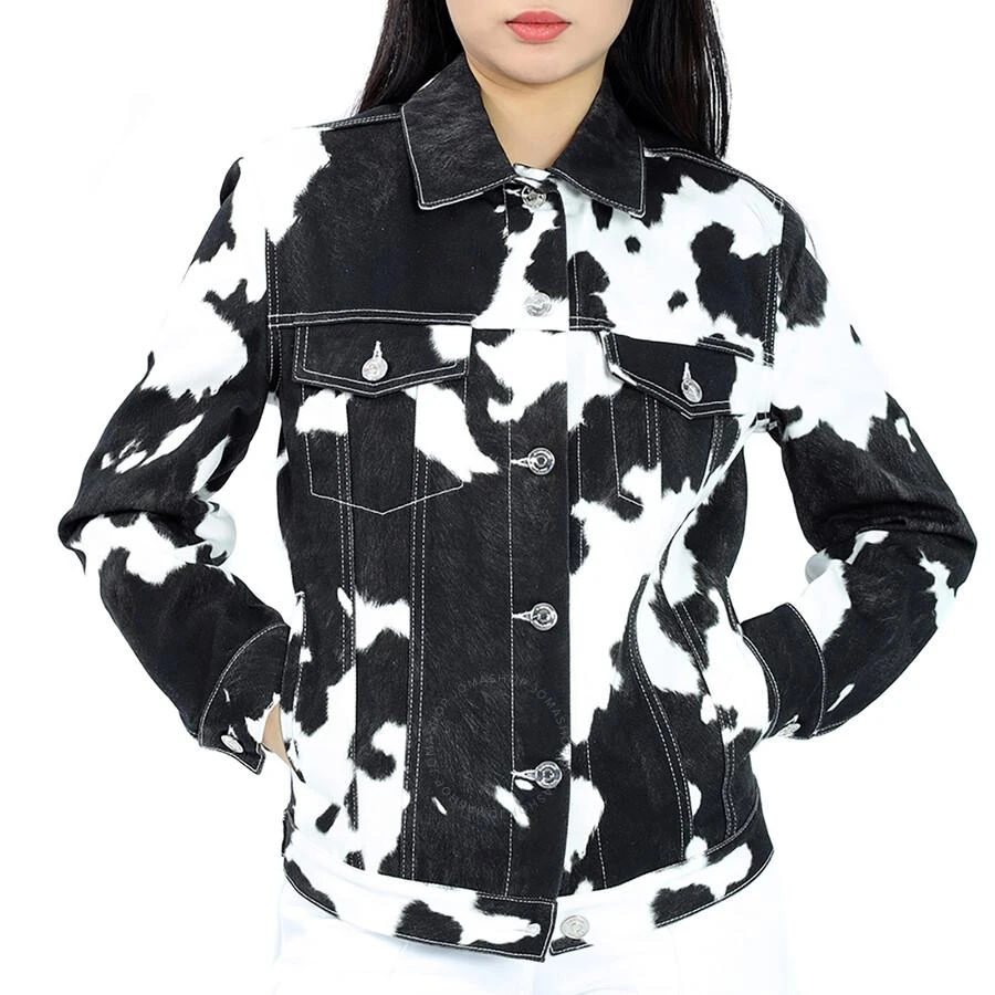 Burberry Black Pattern Prestwick Cow Print Denim Jacket 1